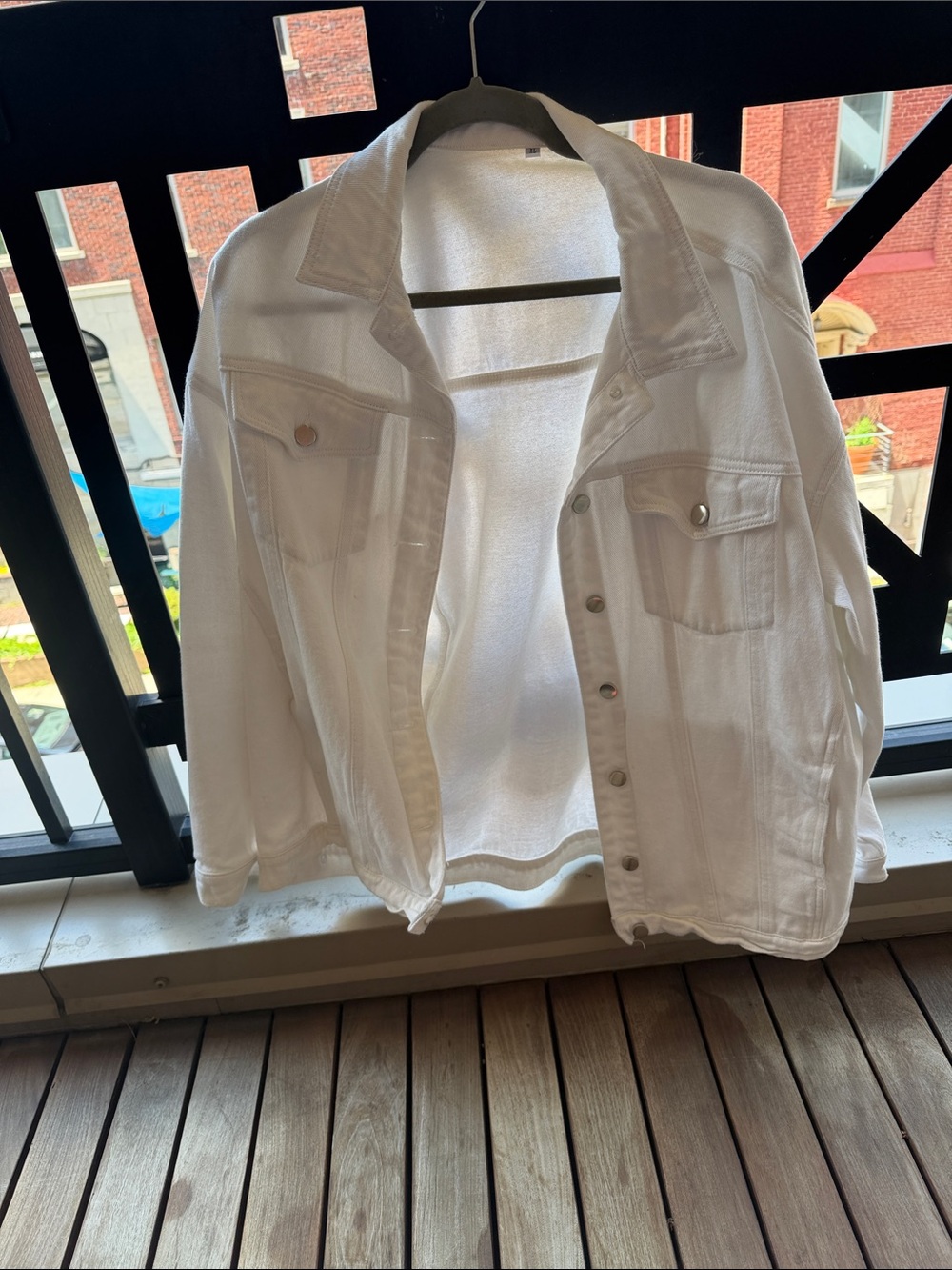 Women's White Denim Jean Jacket - Classic Oversized Style